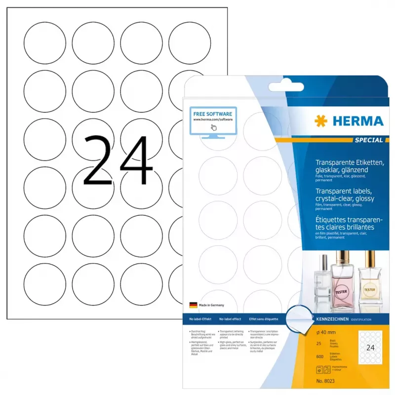 Etichetta adesiva per stampante HERMA 8023 A4 Ø 40 mm