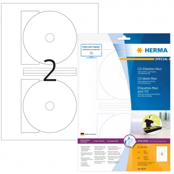 Etichetta adesiva per stampante HERMA Etichette CD Maxi A4 Ø 116 mm