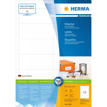 Etichette adesive per stampante HERMA Labels Premium A4 97x42,3 mm