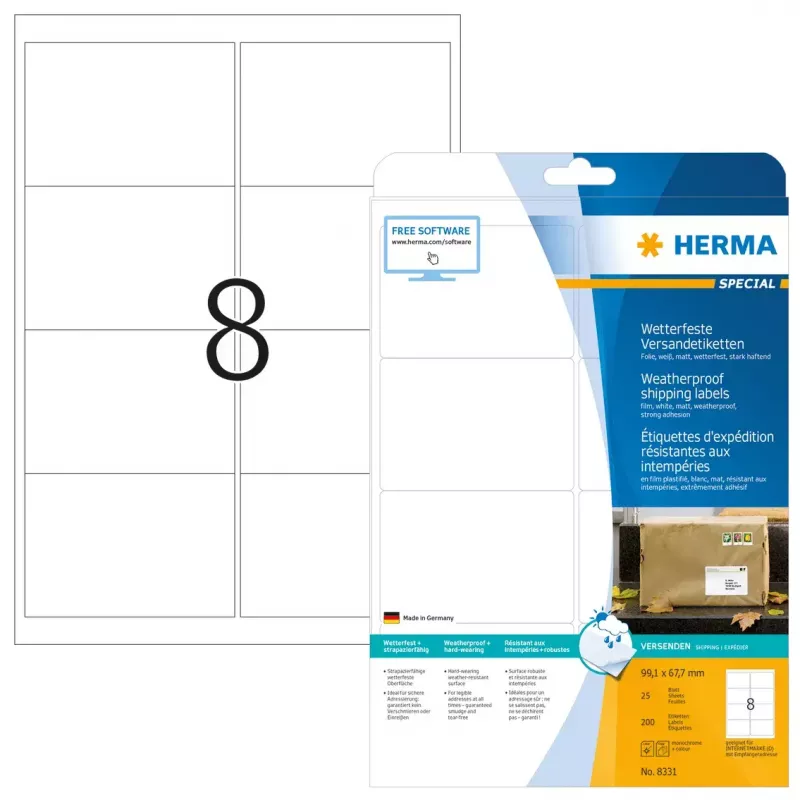 Etichette per spedizioni HERMA 8331 A4 99,1x67,7 mm bianche 200 pz.