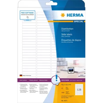 Etichette per diapositive HERMA A4 43,2 x 8,5 mm carta bianca opaca 3200 pezzi
