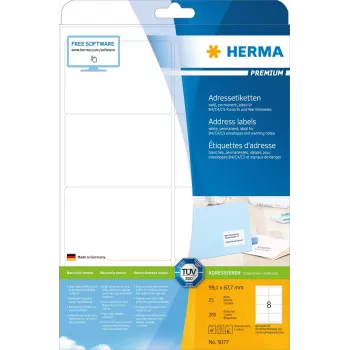 Etichette per indirizzi Premium HERMA 5077 A4 99,1 x 67,7 mm 200 pezzi