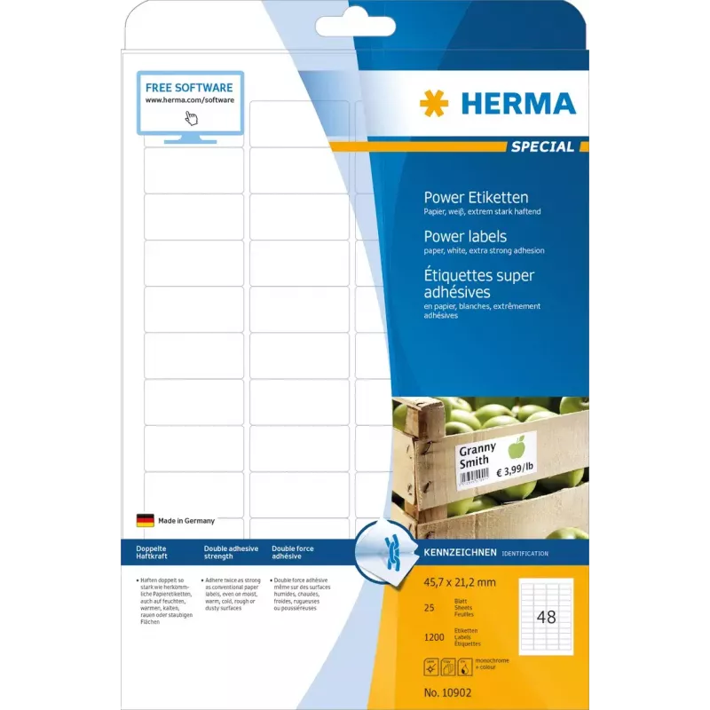 Etichette per stampante autoadesive HERMA Labels A4 45,7 x 21,2 mm