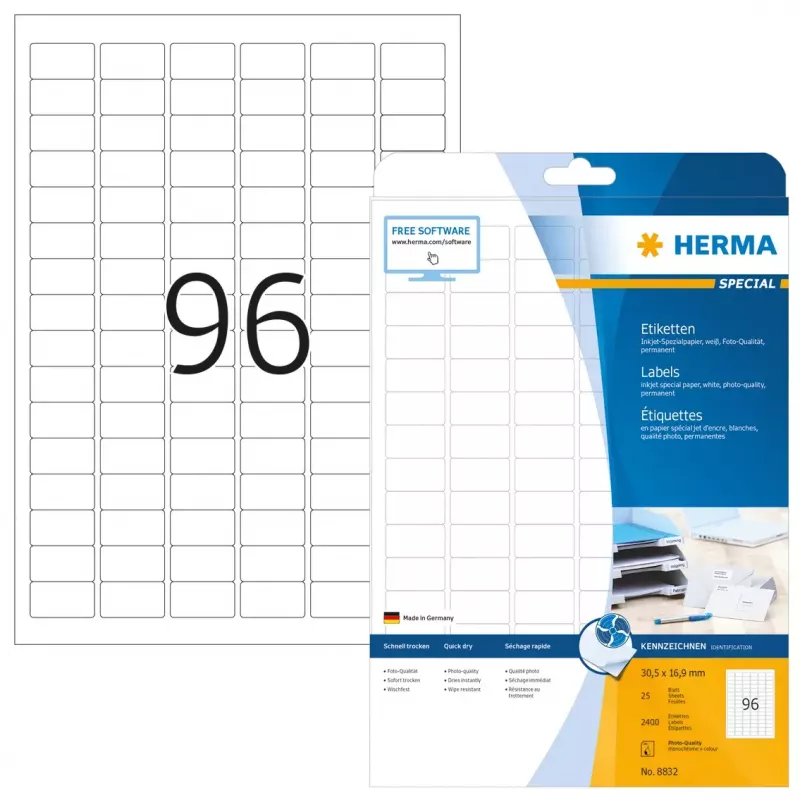 Etichette inkjet HERMA A4 30,5x16,9 mm 2400 pezzi
