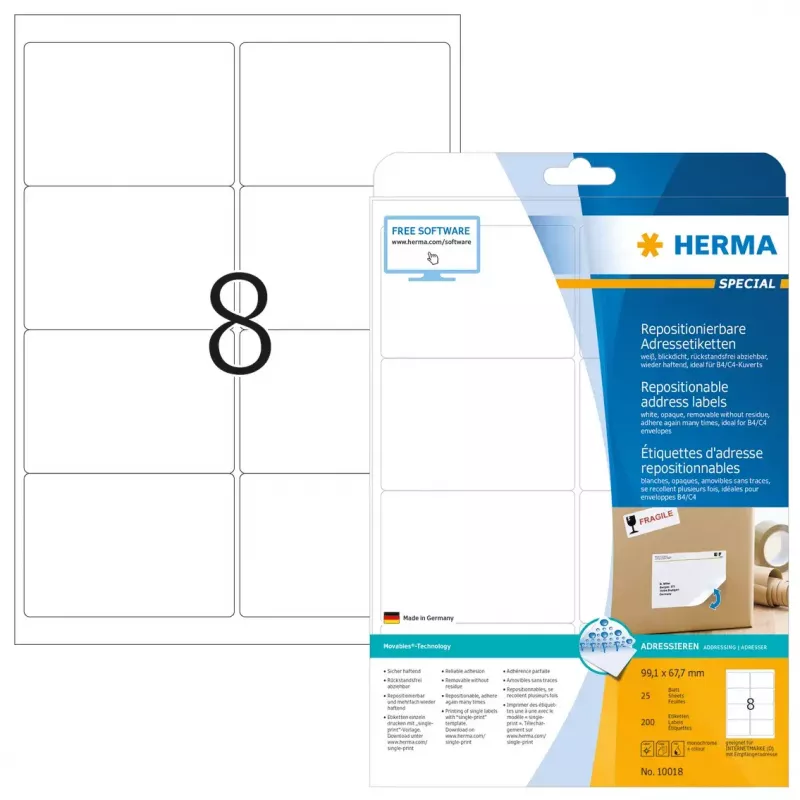 Etichette per indirizzi rimovibili HERMA 10018