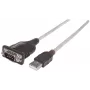 Cavo convertitore Manhattan USB-A a seriale, 45 cm, connettore maschio su connettore maschio, seriale/RS232/COM/DB9, chip FTDI FT232RL, compatibile Windows 11 (e sistemi operativi precedenti), cavo nero/argento, tre anni di garanzia, conforme a ICUSB2321F.