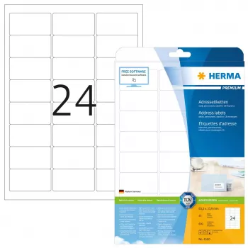 Etichette per indirizzi Premium HERMA A4 63,5x33,9 mm 600 pezzi