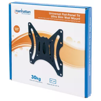 Supporto a parete Manhattan per TV e monitor (fisso), per schermi da 23 pollici a 42 pollici, compatibilità VESA: tutti tra 75 x 75 mm e 200 x 200 mm – verificare le dimensioni dei quattro fori di fissaggio sul retro dello schermo per assicurarsi che corrispondano, max. 30 kg, nero, supporto