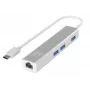 Adattatore di rete LevelOne Gigabit USB-C con hub USB, cablato, USB Type-C, Ethernet, 1000 Mbit/s, argento