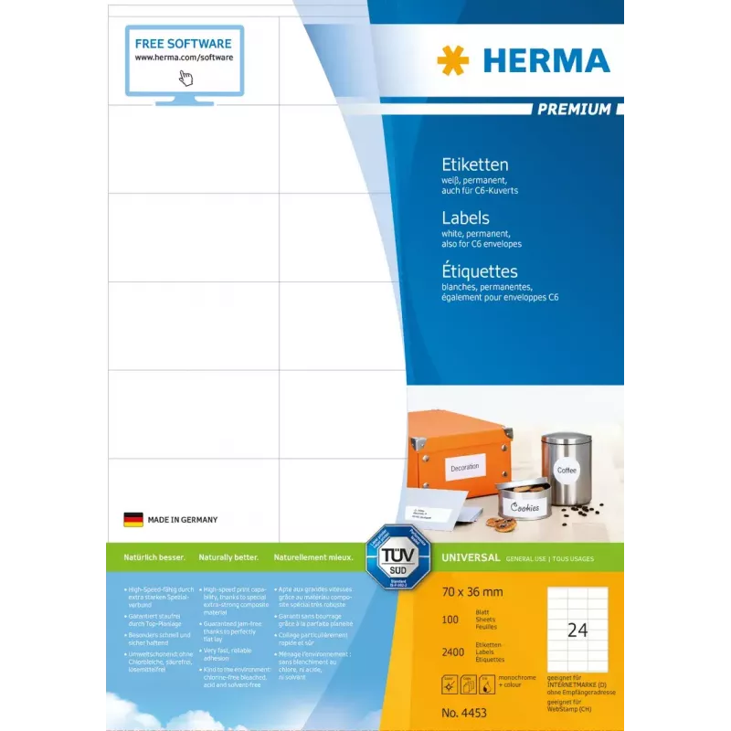 Etichette per stampante adesive HERMA Labels Premium A4 70x36 mm