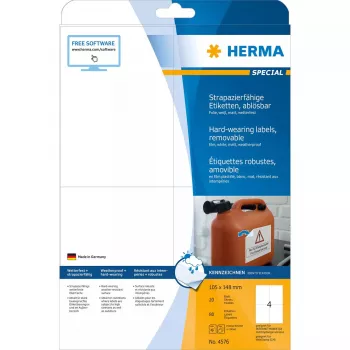 Etichette adesive HERMA 4576 rimovibili bianco 80 pezzi
