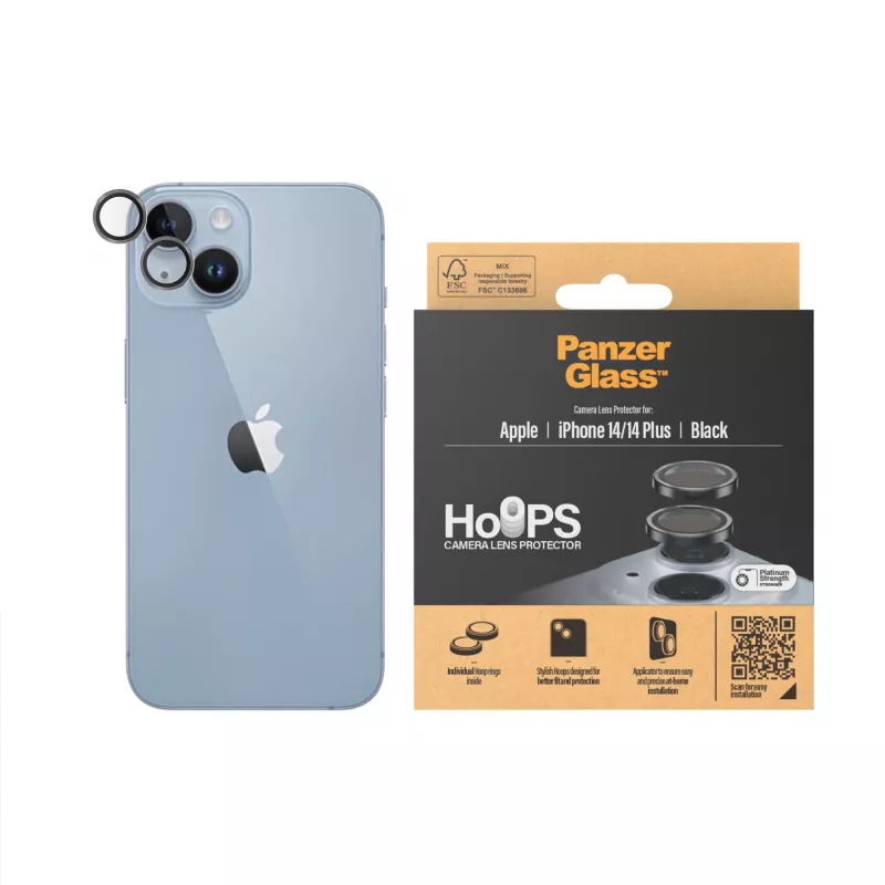 PanzerGlass ® Hoops® protezione lente fotocamera nero iPhone 14 | 14 Plus