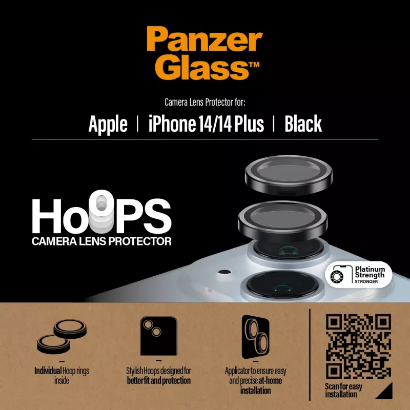 PanzerGlass ® Hoops® protezione lente fotocamera nero iPhone 14 | 14 Plus