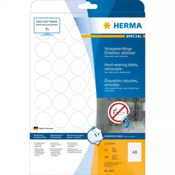 Etichette adesive HERMA 4571 rimovibili bianco 960 pz.