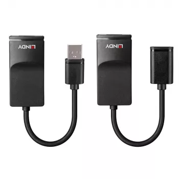 Lindy 60m USB 1.1 Cat.6 Extender Basic, trasmettitore e ricevitore di rete, 60 m, 12 Mbit/s, Cat5e, Cat6, nero, plastica