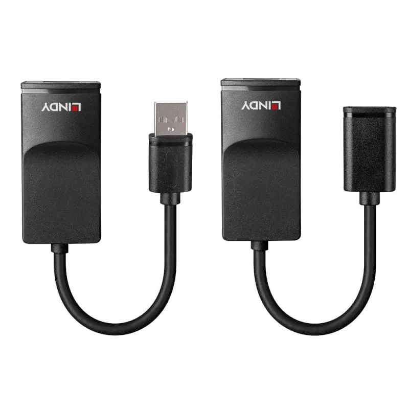 Lindy 60m USB 1.1 Cat.6 Extender Basic, trasmettitore e ricevitore di rete, 60 m, 12 Mbit/s, Cat5e, Cat6, nero, plastica