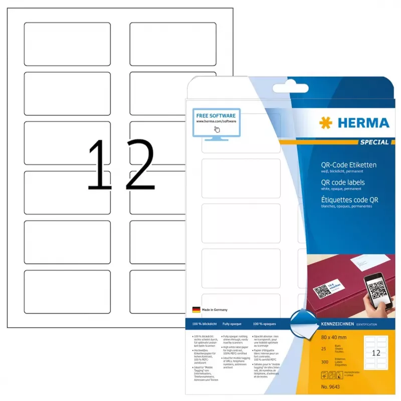 Etichetta adesiva per stampante HERMA etichette QR-Code 9643