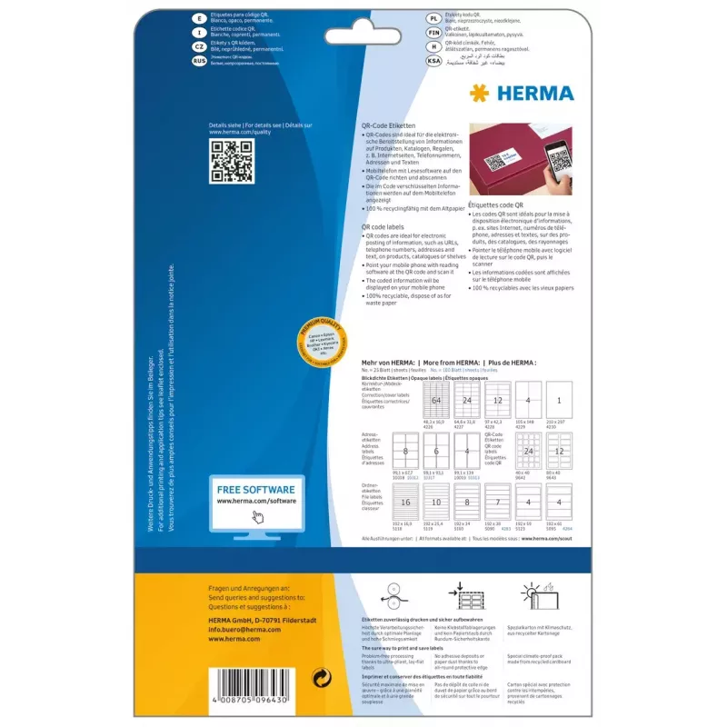 Etichetta adesiva per stampante HERMA etichette QR-Code 9643