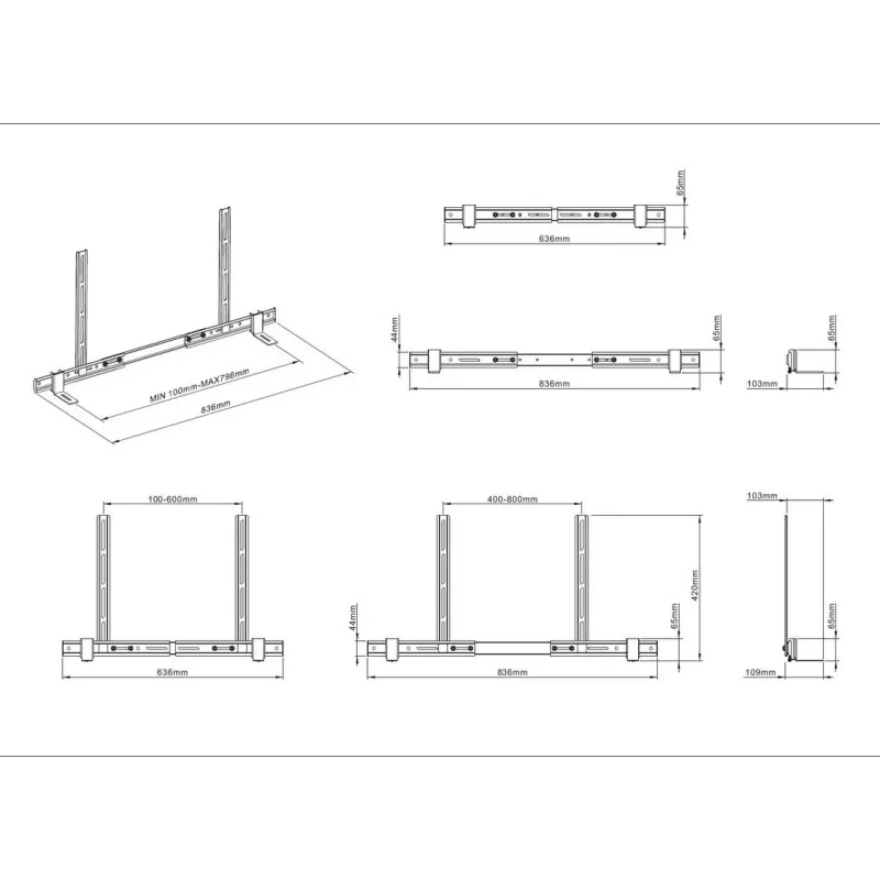 Multibrackets M supporto universale per soundbar da 55 pollici a 110 pollici nero 10 kg