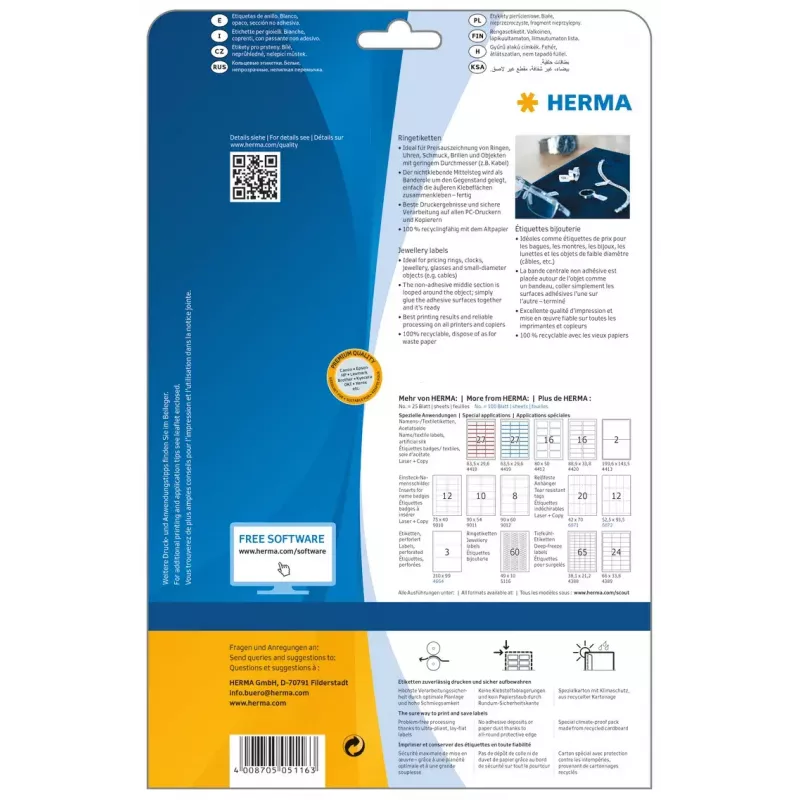 Etichetta autoadesiva per stampante HERMA 5116 A4 49x10 mm 1500 pz.