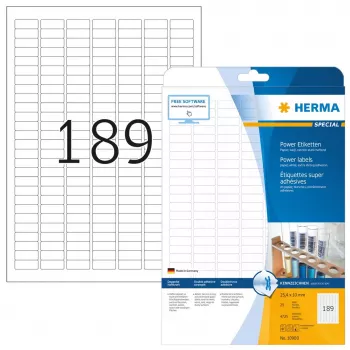 Etichette autoadesive per stampante HERMA Labels A4 25,4x10 mm bianco adesione extra forte carta opaca 4725 pz.
