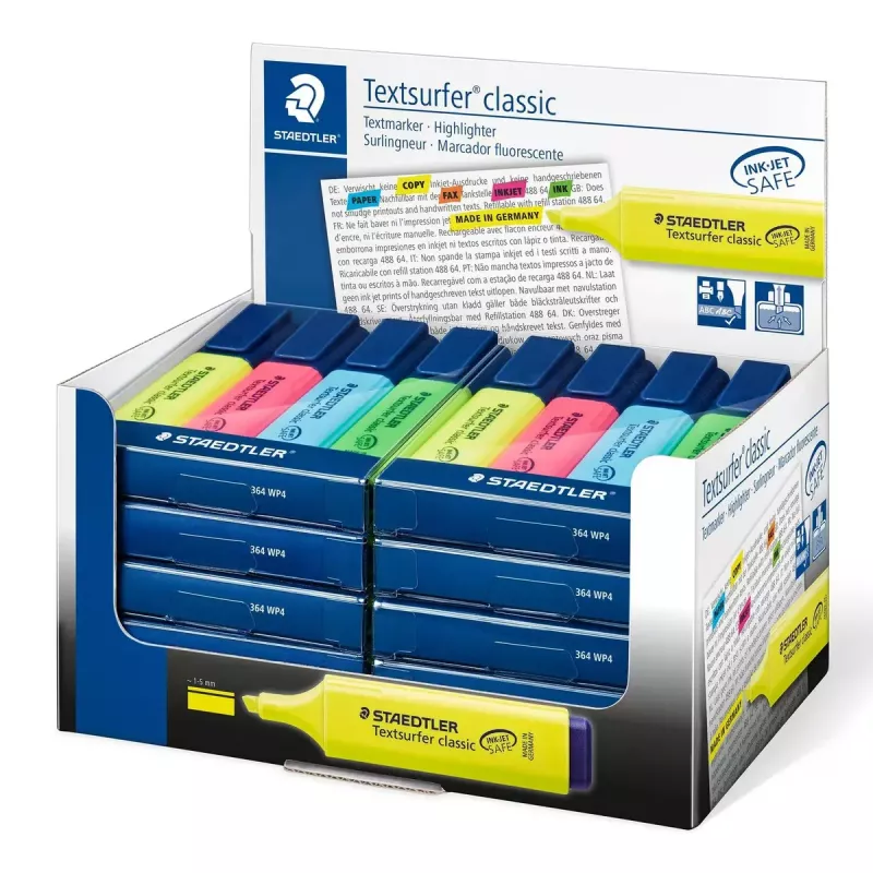 Evidenziatore Staedtler Textsurfer classic 364 punta a scalpello blu verde rosa giallo