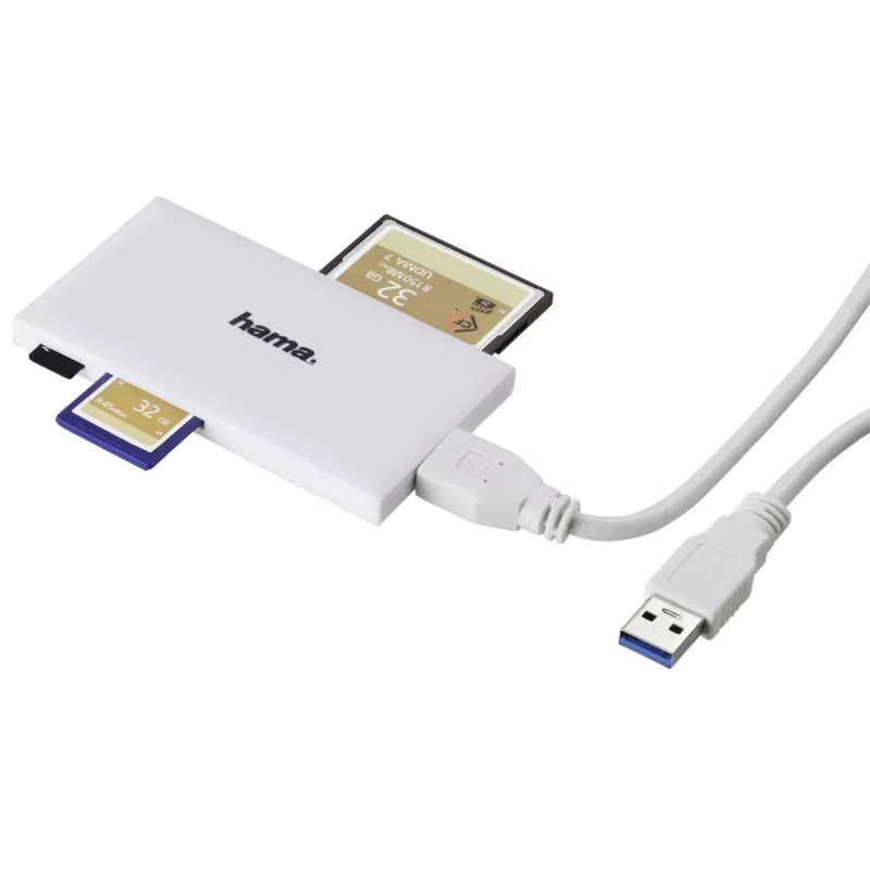 Hama Lettore multischede USB 3.0, SD/microSD/CF/MS, bianco