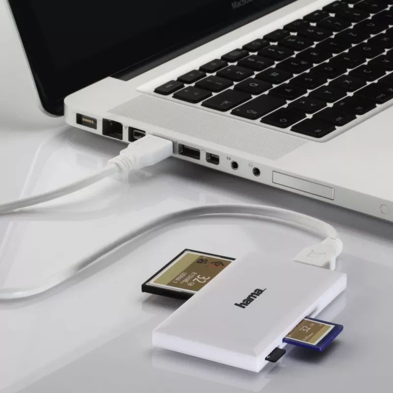 Hama Lettore multischede USB 3.0, SD/microSD/CF/MS, bianco