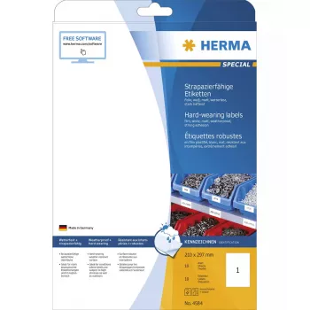 Etichetta adesiva HERMA A4 rettangolo arrotondato bianco 10 pz.
