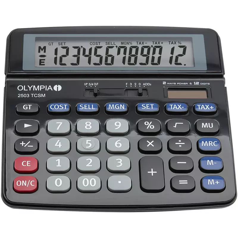 Calcolatrice base Olympia 2502 desktop nero blu grigio