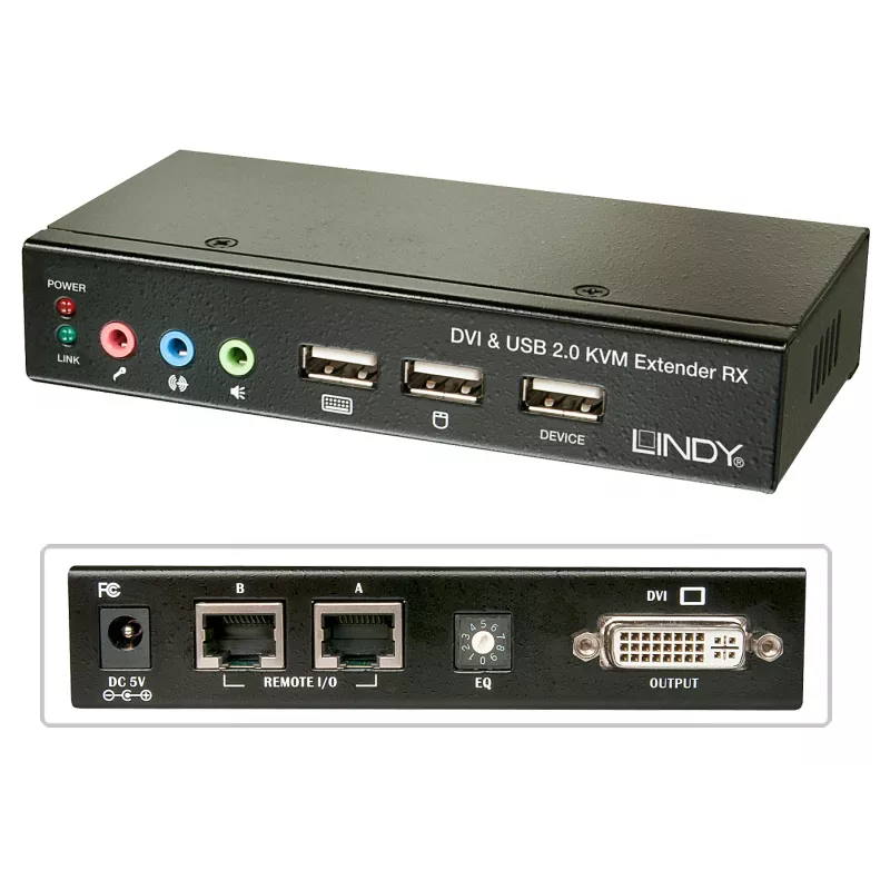Lindy 39377 Cat.5 KVM Extender Classic, DVI, USB, fino a 50 m