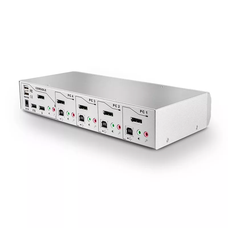 Lindy switch KVM Pro 4 porte USB 2.0, DisplayPort 1.2 con TTU