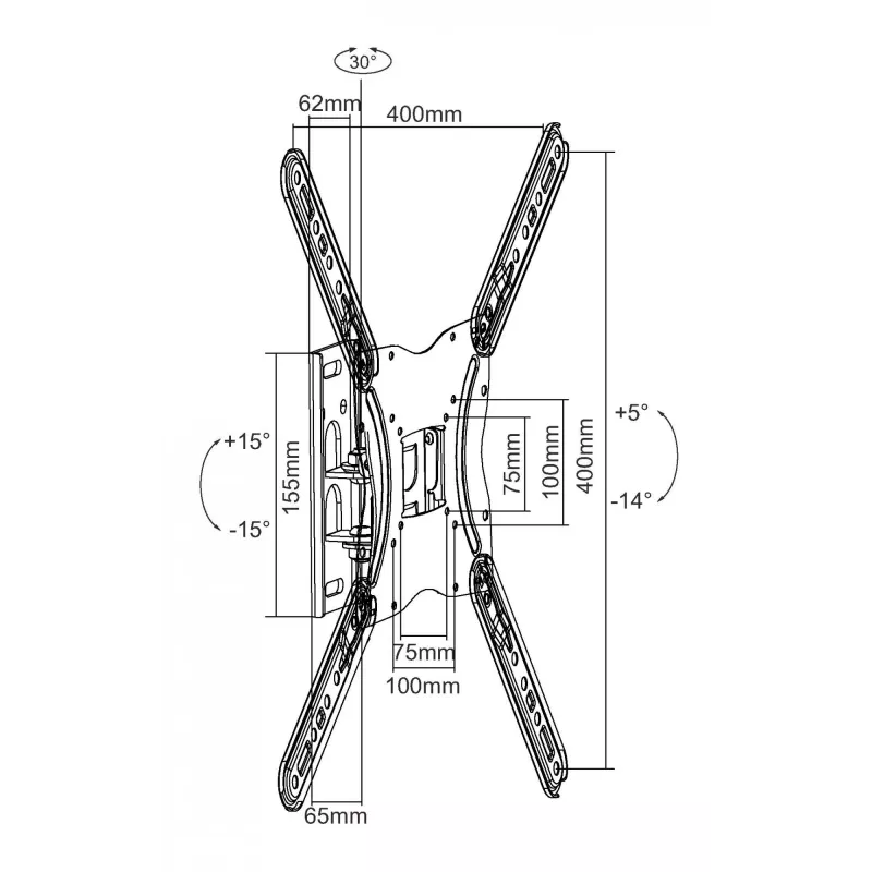 Equip 650405 supporto TV a parete articolato, 23-55 pollici, 30 kg, nero