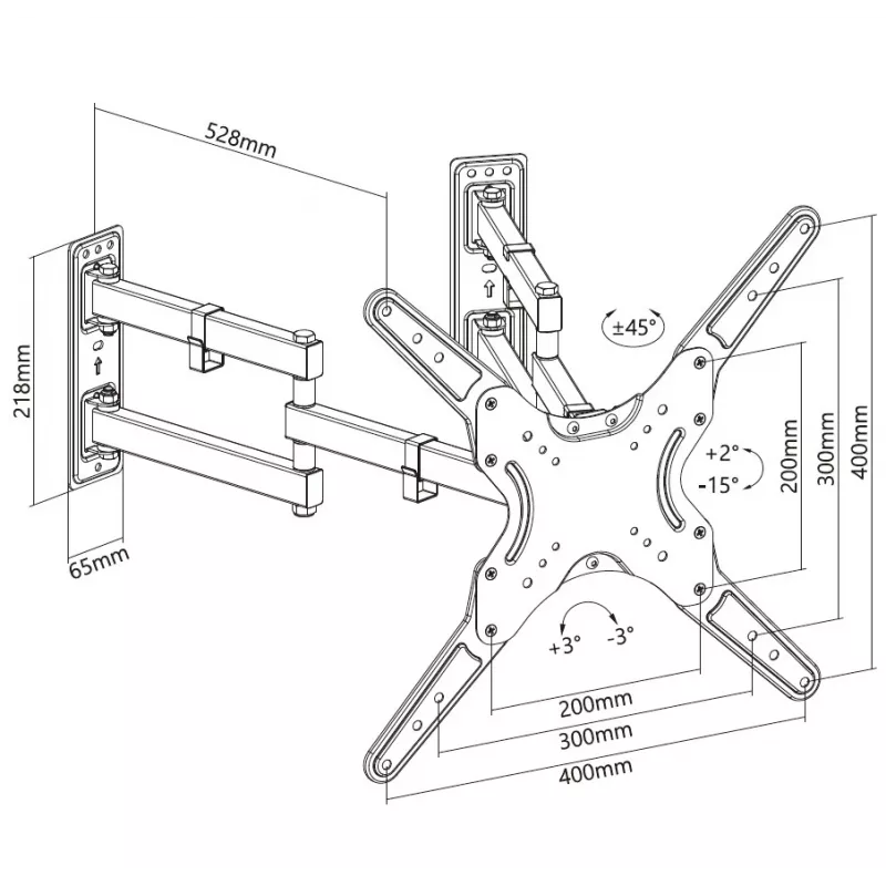 Equip 650328 staffa a parete per TV da angolo full-motion 23 pollici-55 pollici