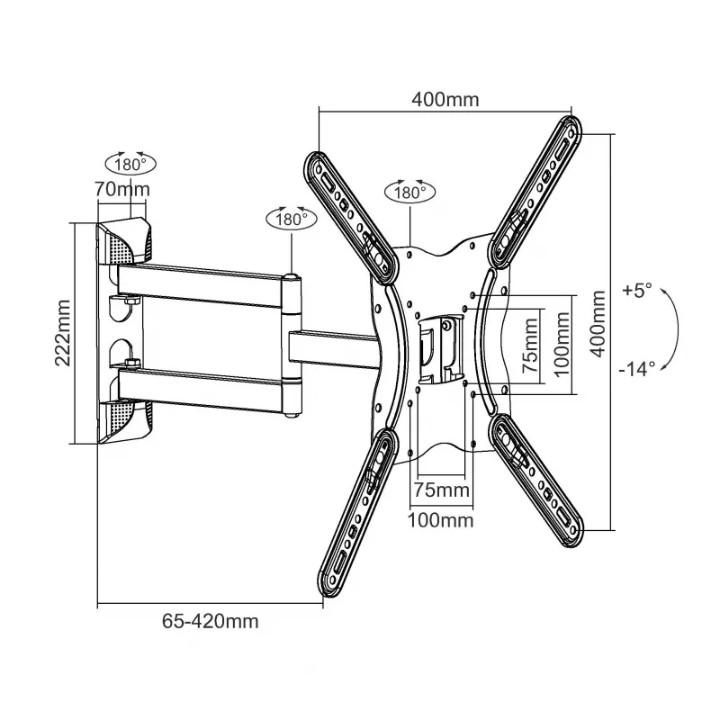 Supporto a parete per TV articolato Equip 650407 da 23 pollici a 55 pollici