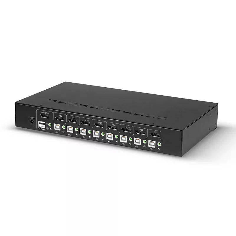 Lindy 39540 switch KVM a 8 porte DisplayPort 1.2, USB 2.0 e audio, 1 utente locale, montabile in rack, nero
