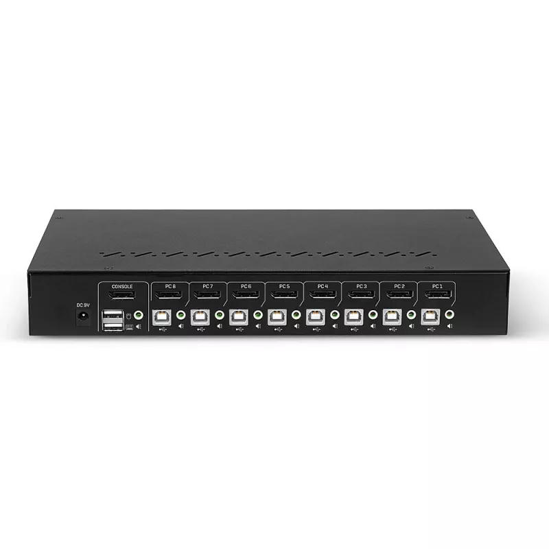 Lindy 39540 switch KVM a 8 porte DisplayPort 1.2, USB 2.0 e audio, 1 utente locale, montabile in rack, nero