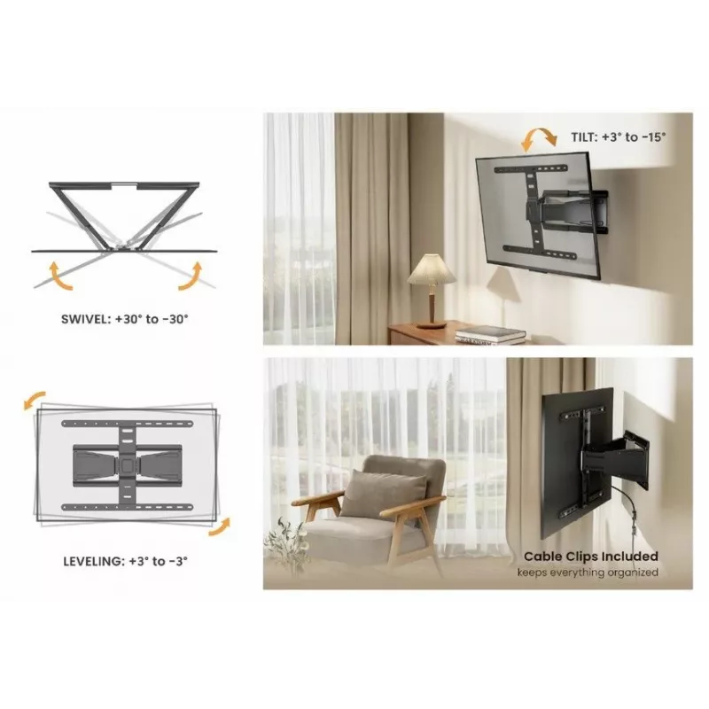 Equip supporto a parete per TV girevole ultraflat 43-90 pollici