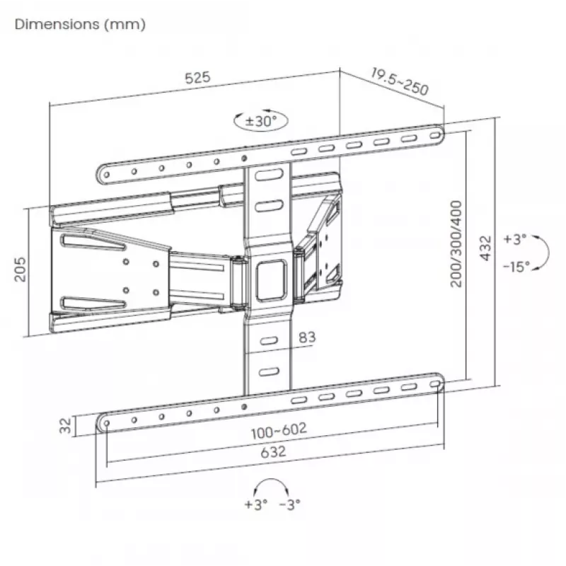 Equip supporto a parete per TV girevole ultraflat 43-90 pollici