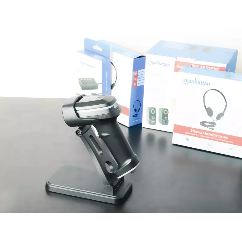 Manhattan supporto regolabile per scanner barcode, altezza e angolo regolabili, adatto per scanner barcode prodotti 153997, 154116 e 154185, nero, garanzia a vita