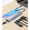 Manhattan dock/hub USB-C, porte (x6): Ethernet, HDMI, USB-A (x3) e USB-C, con Power Delivery (PD) 100W – richiede caricabatterie USB-C esterno (non incluso). Alimentato via USB (nessun alimentatore esterno necessario) quando PD non viene utilizzato