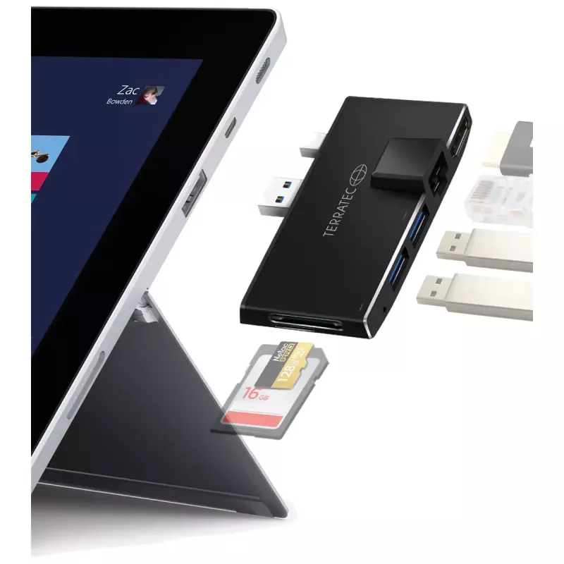 Hub USB Terratec CONNECT Pro2 con filo USB 3.2 Gen 1 nero