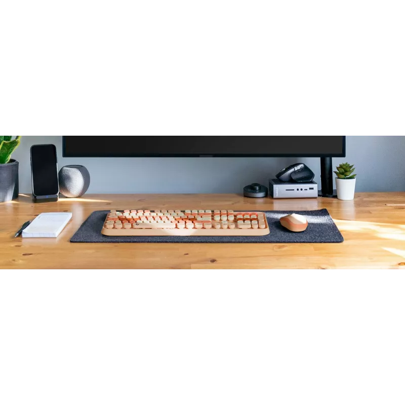 Tastiera e mouse KeySonic KSKM-8200M-RF (DE) ufficio RF wireless QWERTZ tedesco beige, marrone, rosa