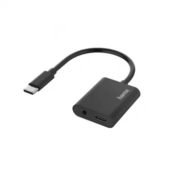 Hama 00200319 adattatore 2in1 da USB-C a 3,5 mm per cuffie / ricarica, nero