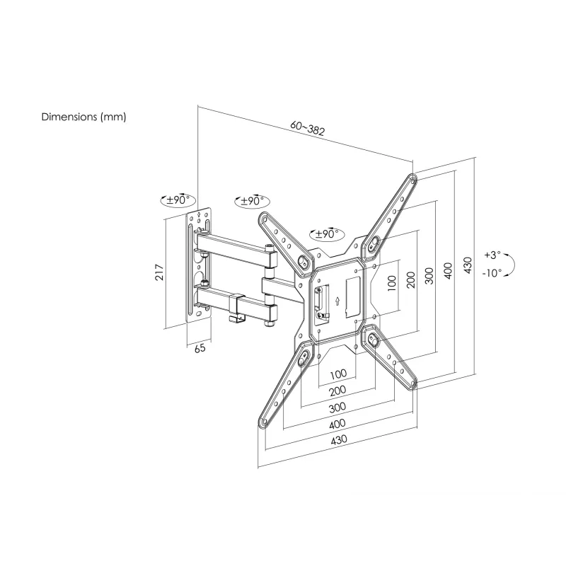 Supporto a parete per TV orientabile Equip da 23
