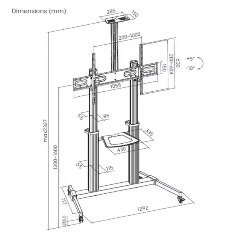 Equip Carrello per TV a schermo ultra-grande Eco da 60