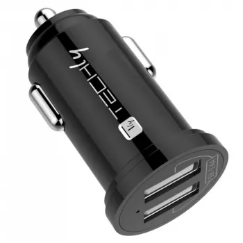 Techly Caricabatterie mini per auto 2 porte USB-A 12W / 2.4A nero