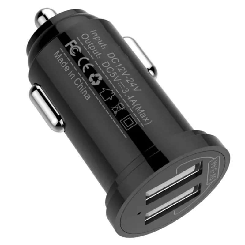 Techly Caricabatterie mini per auto 2 porte USB-A 12W / 2.4A nero