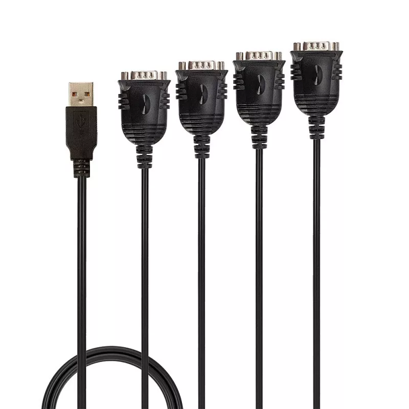 Lindy Convertitore da USB a seriale a 4 porte, nero, 0,94 m, USB Type-A, DB-9, connettore maschio, connettore maschio