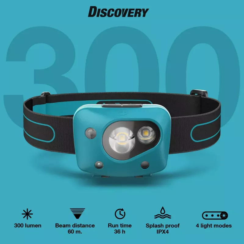 GP Lighting Torcia frontale Discovery Teal LED 300 lm IPX4